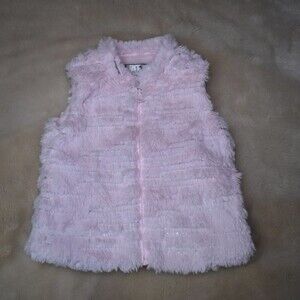Little Girls Faux Fur Pink Sparkly Vest Size 2 T